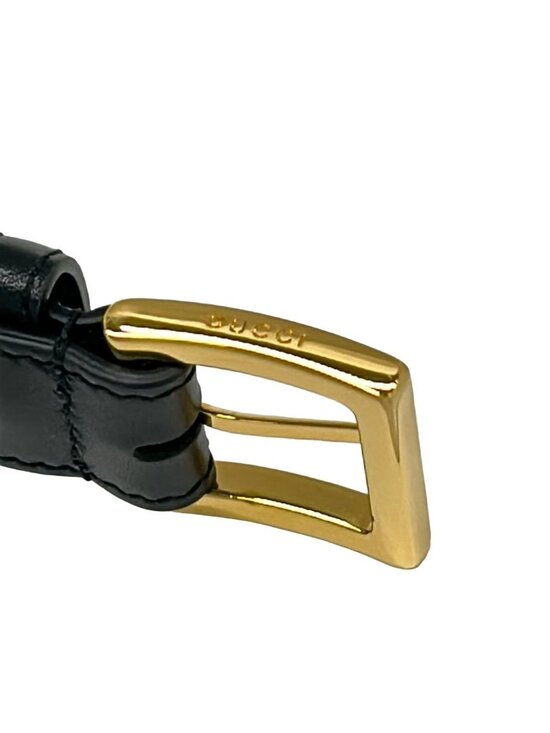 Gucci Belt 80 32 Black Gold Horsebit Leather